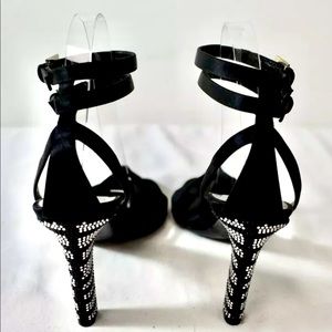 Valentino Black Satin Jeweled  Size 7M